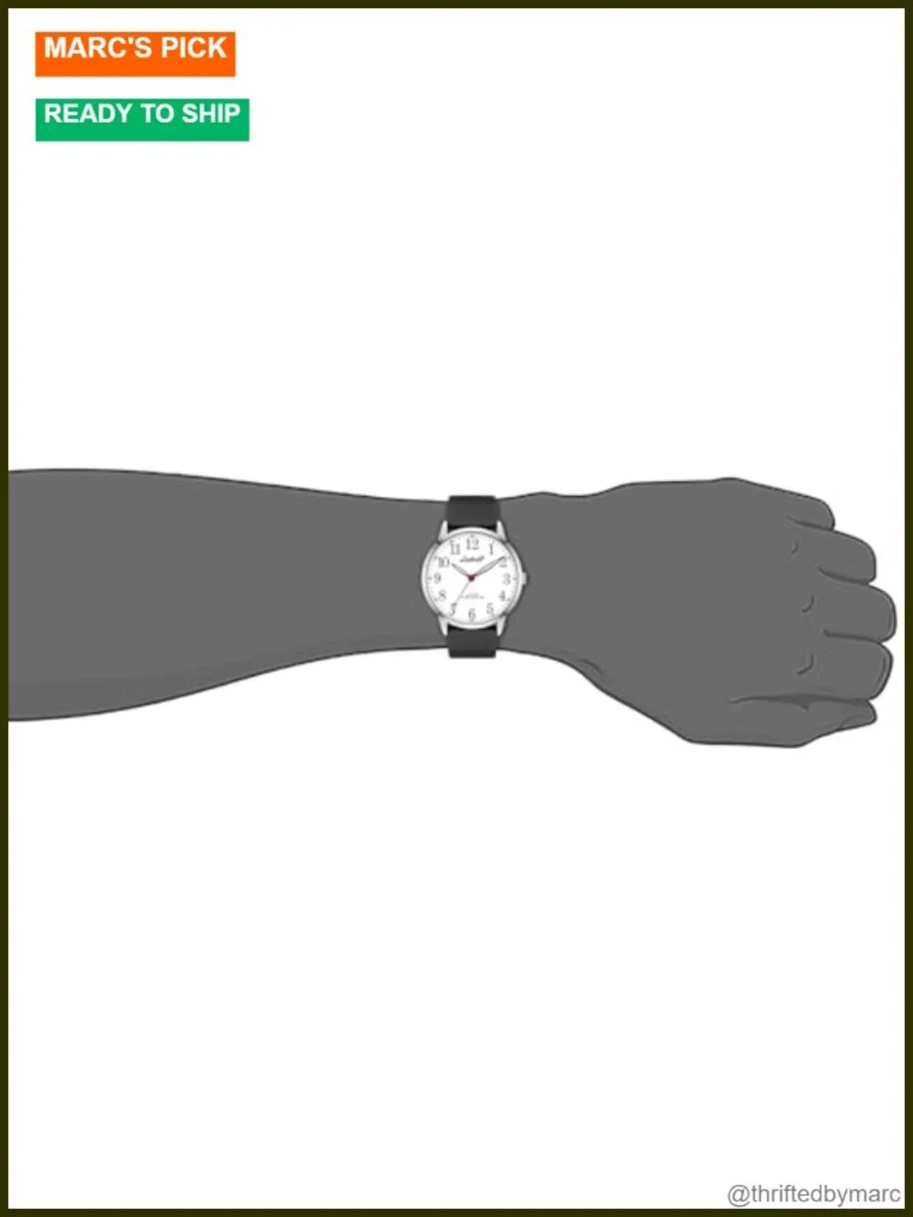 Analog Wrist Watch with Arabic Numerals, Non-Ticking Quartz Silicone Band